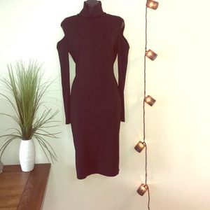 Black Long Sleeve Midi Dress + Missguided